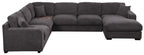 89296-1 4 pc Celine grey chenille fabric 128" modular sectional sofa set with chaise and cup holders wtih USB charging