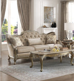 Homelegance 8412-SL 2 pc florentina dusky taupe faux silk fabric sofa and love seat set with wood trim