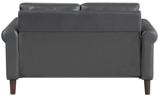 Homelegance Hector Dark Grey Faux Leather Sofa and Love Seat Set with Rounded Arms – 9690DGY-SL