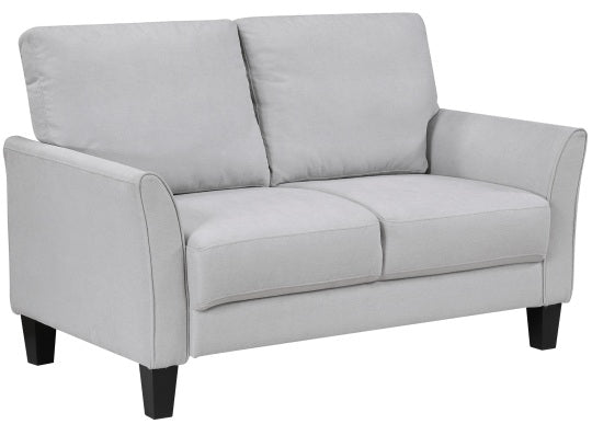 Homelegance 9519GRY-2PC 2 pc Aliana light grey textured fabric sofa and love seat set with flared arms