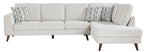 Homelegance 9644SVE-23L5R 2 pc Broadway silver cloud chenille fabric mid-century modern sectional sofa with chaise