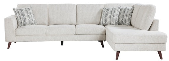 Homelegance 9644SVE-23L5R 2 pc Broadway silver cloud chenille fabric mid-century modern sectional sofa with chaise