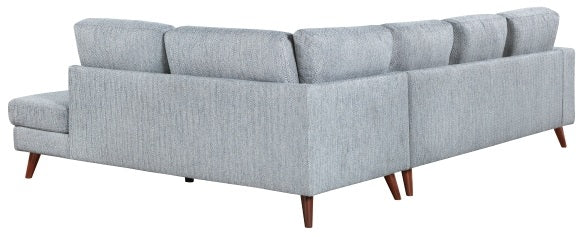 Homelegance 9644BGY-23L5R 2 pc Broadway grey chenille fabric mid-century modern sectional sofa with chaise