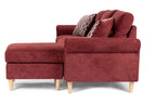 Poundex F6449 2 pc leta paprika red velvet fabric apartment size sectional sofa reversible chaise