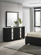 B6835-4PC 4 pc Rangley black finish wood LED headboard queen bedroom set