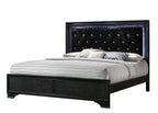 B4350 4 pc Micah modern black finish wood padded headboard LED bedroom set