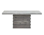 D710-7PC 7 pc  Privett brown grey finish wood base faux concrete top modern rustic dining table set