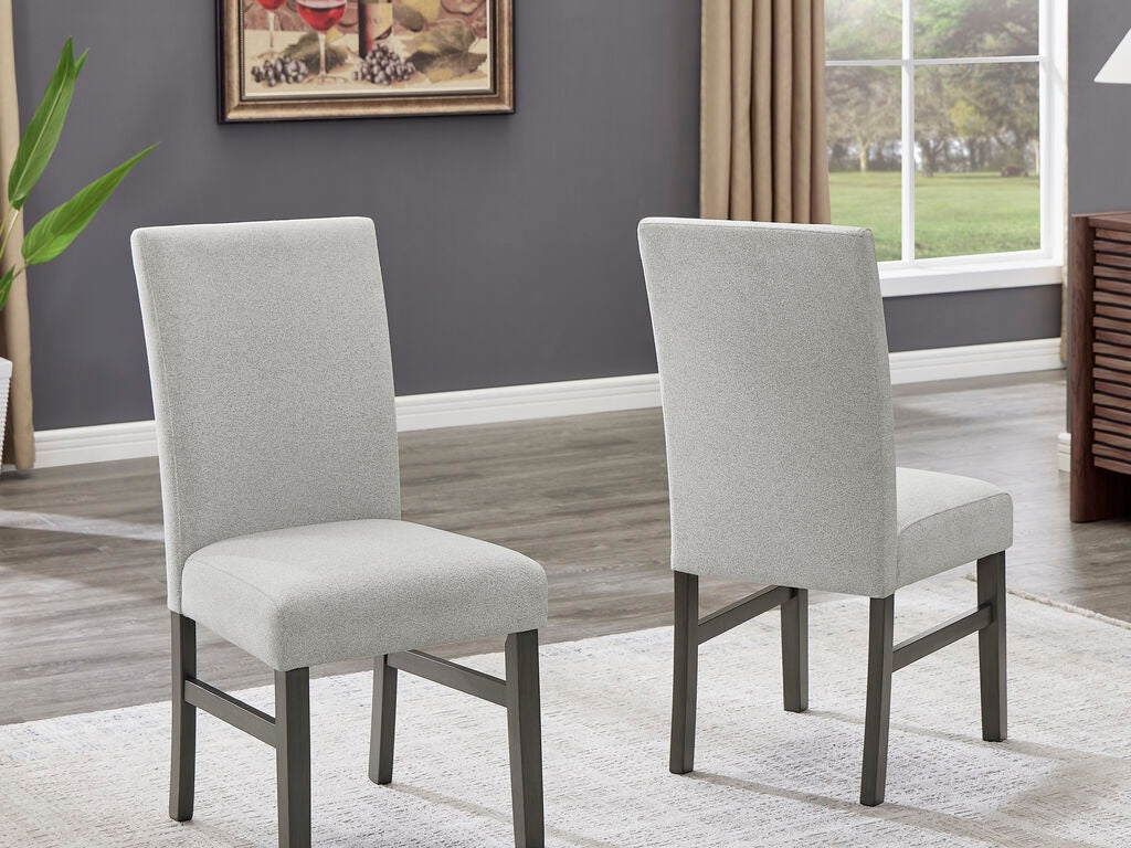 30066-2-7PC 7 pc Selena grey finish wood grey faux marble top modern dining table set