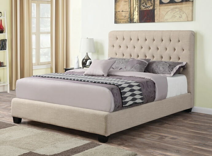 Coaster 300007Q Charlton home shepley oatmeal fabric tufted queen size bed set