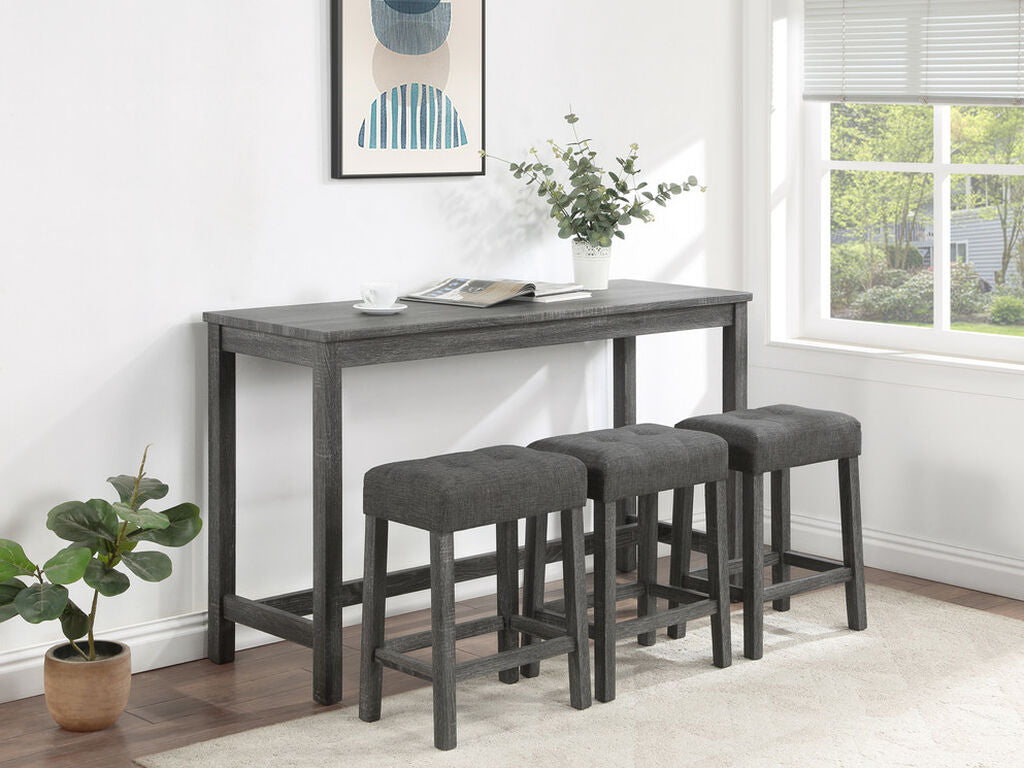 30015 4 pc Oriana grey finish wood small space breakfast counter height table with stools