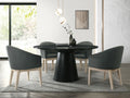 30016-3-5PC 5 pc Charlton home jasper ebony black finish wood 59" round modern dining table set
