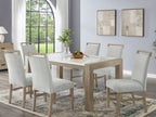 30060-2-7PC 7 pc Tabitha light oak finish wood 66" white faux marble top dining table set