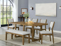 30062-3-6PC 6 pc Darla walnut oak finish wood 72" modern dining table set with bench