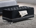 Coaster 300644 Barzini black velvet tufted storage bedroom bench with nail head trim