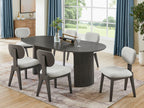 30068-2-7PC 7 pc Valencia grey finish wood 80" oval top modern dining table set
