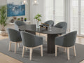 Valencia 7-Piece Grey Wood 80" Oval Top Modern Dining Table Set – 30068-3-7PC