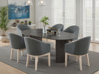 Valencia 7-Piece Grey Wood 80" Oval Top Modern Dining Table Set – 30068-3-7PC