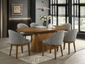 30071-2-7PC Andrew 7-Piece Oval Dining Set with 88" Walnut Finish Table & 6 Light Gray Fabric Chairs