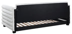 Coaster 300716 Patricia white boucle fabric channel tufted twin size day bed with slide out trundle