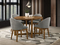 30073-1-5PC Andrew 5-Piece Walnut Finish 47" Round Dining Table Set with 4 Light Gray Barrel Back Chairs