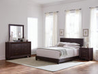 Coaster 300762Q-S4 4 pc Dorian dark cocoa finish wood and brown leatherette queen bedroom set