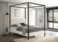 Coaster 300834Q Monroe bronze metal finish canopy frame and vanilla fabric padded queen canopy bed