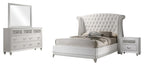 Coaster 300843-4PC 4 pc Rosdorf park ammelie barzini white velvet tufted queen bedroom set nail head tirm accents
