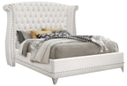 Coaster 300843-4PC 4 pc Rosdorf park ammelie barzini white velvet tufted queen bedroom set nail head tirm accents