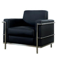 Best Master 3018-BK Sherry black faux leather and chrome metal frame mid-century modern accent chair