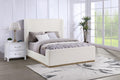 Coaster 302046Q Nala cream boucle fabric wing back design natural oak accents queen size bed set