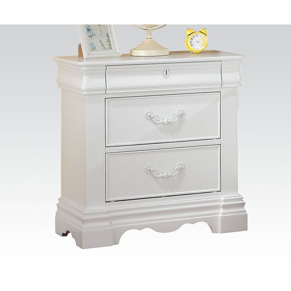 Acme 30240T 4 pc estrella white finish wood twin bedroom set decorative carving