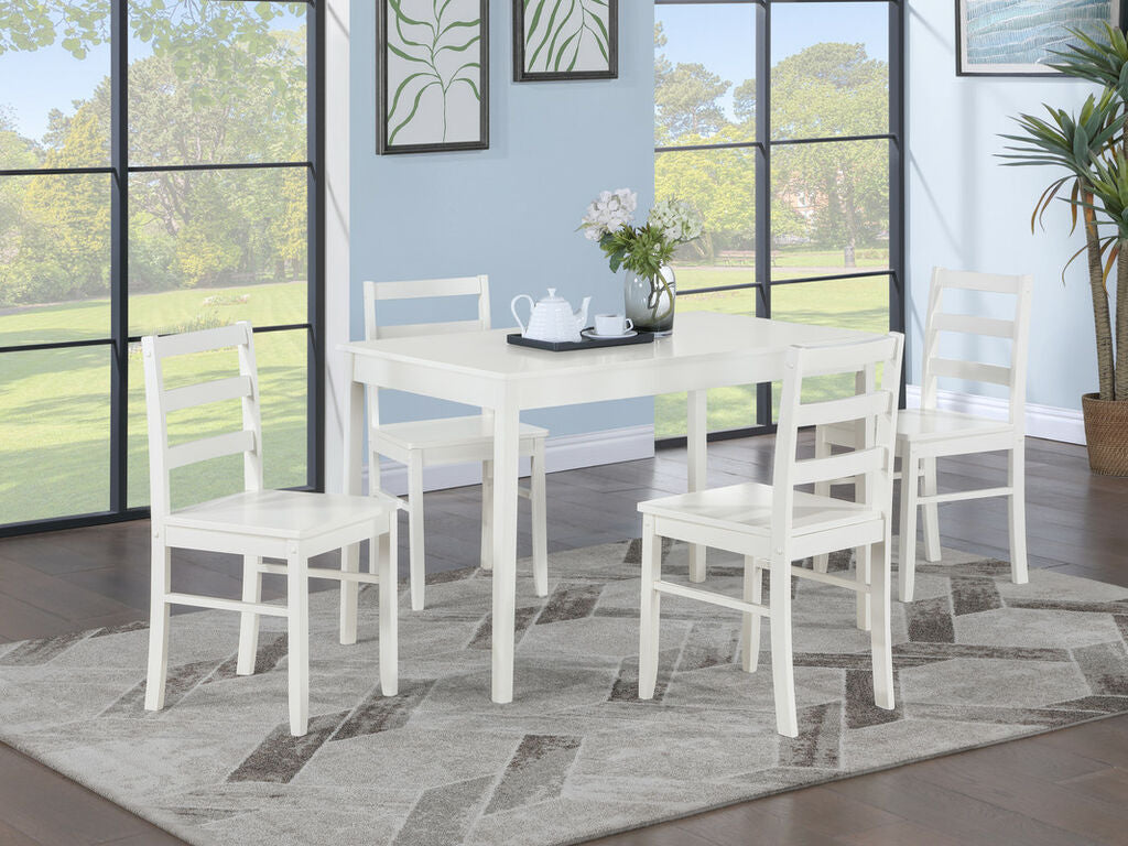 30535-5PC 5 pc Lavinia classic off white finish wood 48" x 28" dining table set