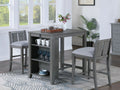 30541-3PC 3pc Graham grey finish wood small space breakfast counter height table with storage and chairs