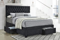 Coaster 305877Q House of hampton soledad grey fabric tufted headboard storage queen bed set