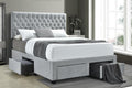 Coaster 305878Q House of hampton soledad light grey fabric tufted headboard storage queen bed set