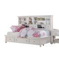 Acme 30595F Lacey white finish wood full day bed storage drawers & shelves