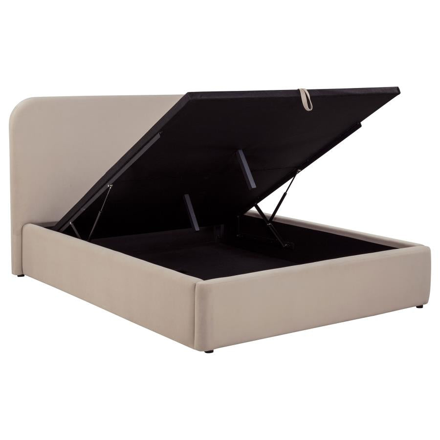 Anders Beige Upholstered Queen Lift-Up Storage Bed – 306037BEIQ