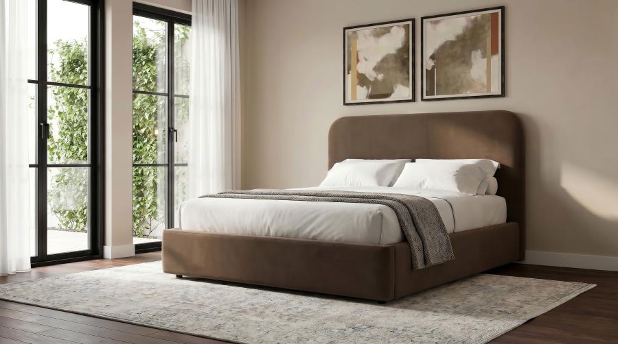 Anders Chocolate Upholstered Queen Lift-Up Storage Bed – 306037CHQ