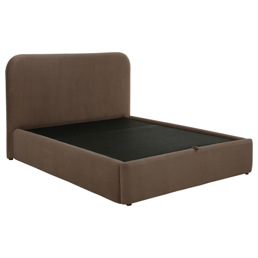 Anders Chocolate Upholstered Queen Lift-Up Storage Bed – 306037CHQ