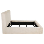 Coaster 306141Q Rebecca cream faux fur fabric upholstered padded headboard queen bed