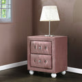 Acme 30823 Reggie pink velvet fabric upholstered crystal button tufted 2 drawer nightstand