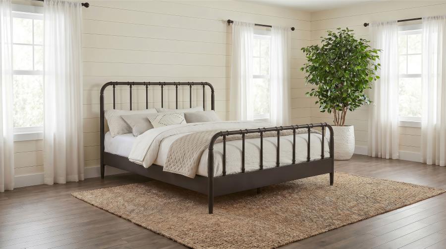 Rocco Dark Bronze All-Wood Open-Frame Queen Bed – 310053Q