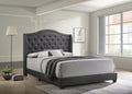 Coaster 310072Q Mercer 41 littleton grey fabric button tufted headboard queen bed set