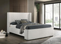 Coaster 310078Q Alamosa white boucle fabric tufted queen size bed set wrap around head and foot board