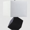 SH Lighting 31229BK Black finish wood leaning cube modern table lamp with white shade