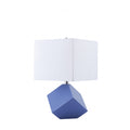 SH Lighting 31229BL Blue finish wood leaning cube modern table lamp with white shade