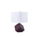 SH Lighting 31229PU purple finish wood leaning cube modern table lamp with white shade