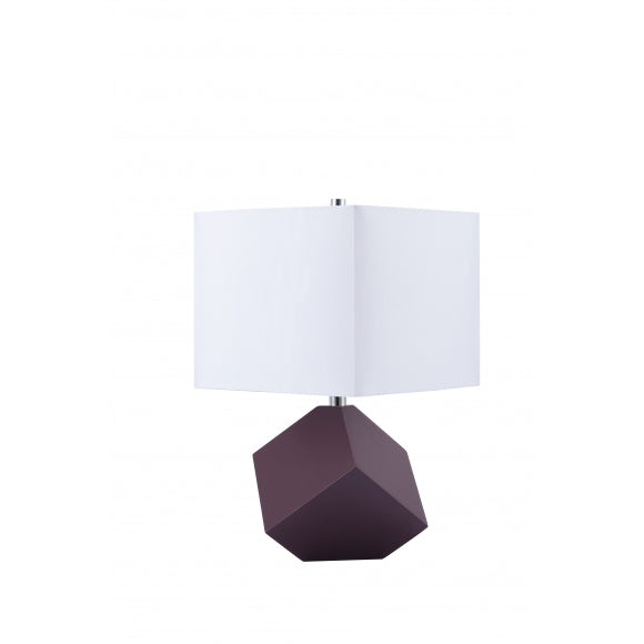 SH Lighting 31229PU purple finish wood leaning cube modern table lamp with white shade