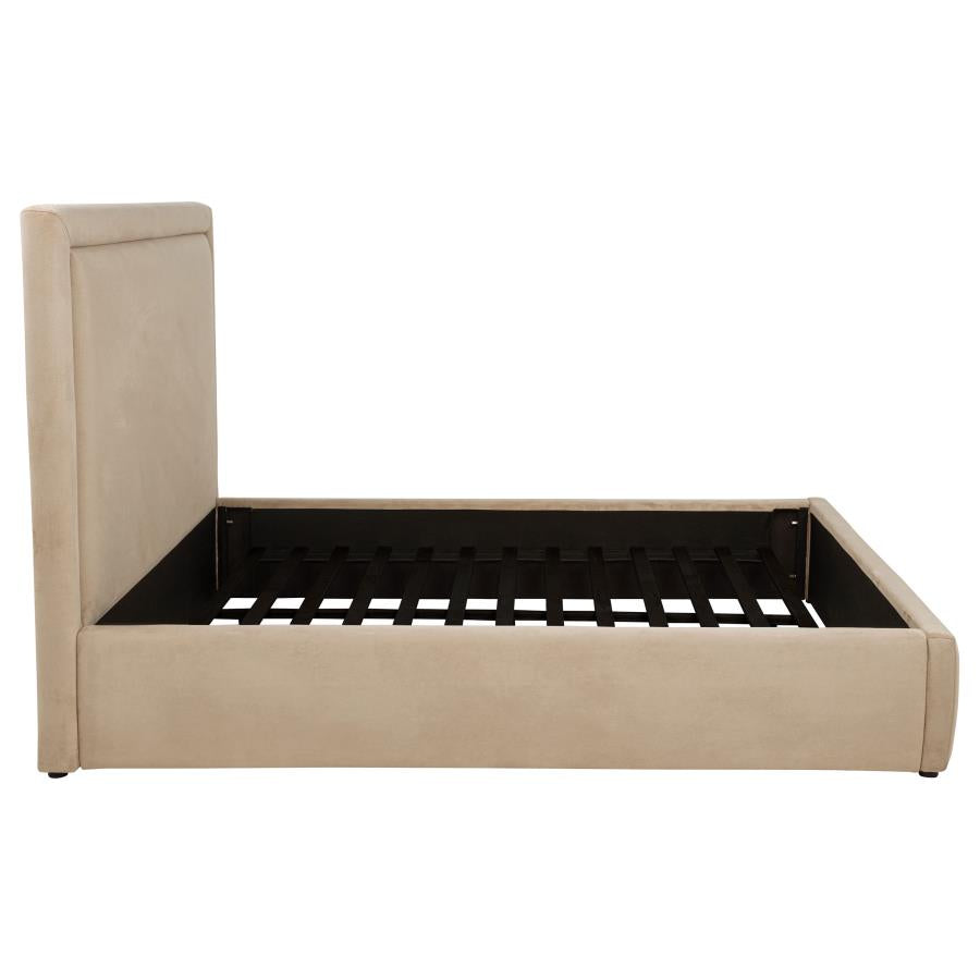 Lawson Light Saddle Fabric Queen Platform Bed with Padded Headboard – 315835LQ