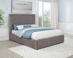 Lawson Mushroom Green Fabric Queen Platform Bed with Padded Headboard – 315835MQ